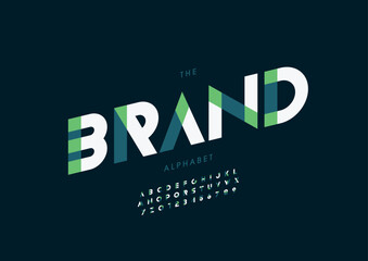 Vector of stylized modern font and alphabet