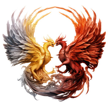 Dragon And Phoenix Imagery Object Isolated Png.