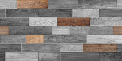 Seamless Vintage browntone colorful tiled wall and floor art wood pattern.