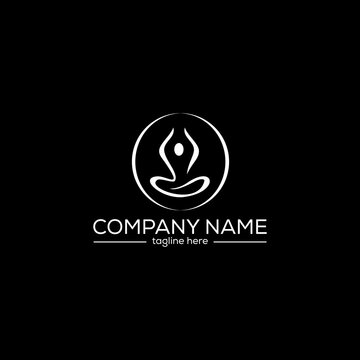 Yoga studio logo. Wellness health spa icon. Meditation symbol. Zen harmony balance sign. Vector illustration.