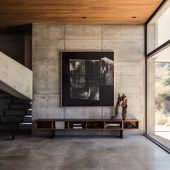Dense lattice concrete walls of six solid black art Brazilian modern architecture
