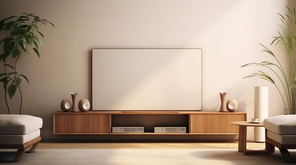 Modern Living Room TV Wall High Quality Speaker Brown White Warm Lighting London's
