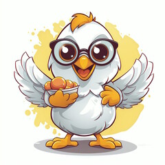 Chef Chicken Holding Plate - Professional Vector