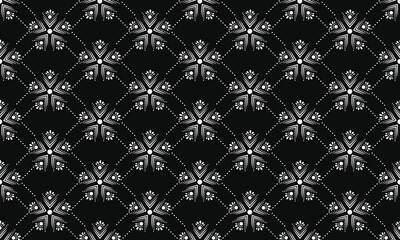 Decorative Thai floral design combined with an abstract geometric seamless pattern
