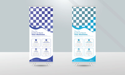Corporate roll-up banner template for your company in a vector way.
