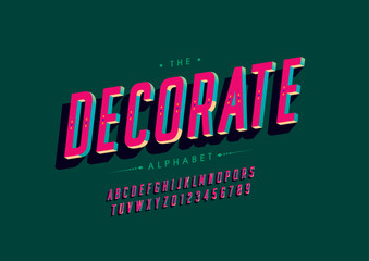 Vector of stylized modern font and alphabet