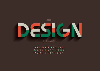 Vector of stylized modern font and alphabet