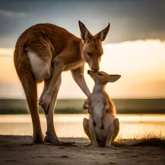 Fotobehang kangaroo at sunset © Sofia Saif