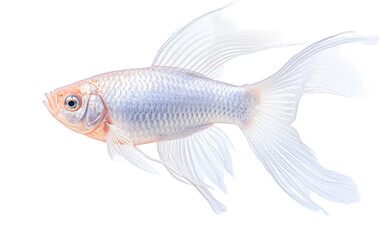 White Cute Platies Fish Isolated on Transparent Background PNG.