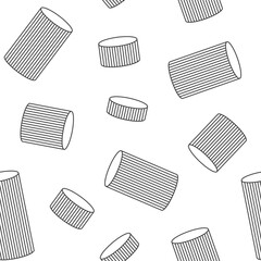 Striped cylinders seamless pattern. Stylish pattern design. Geometric shapes pattern. Vector seamless geometric black and white background.