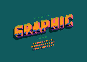 Vector of stylized modern font and alphabet