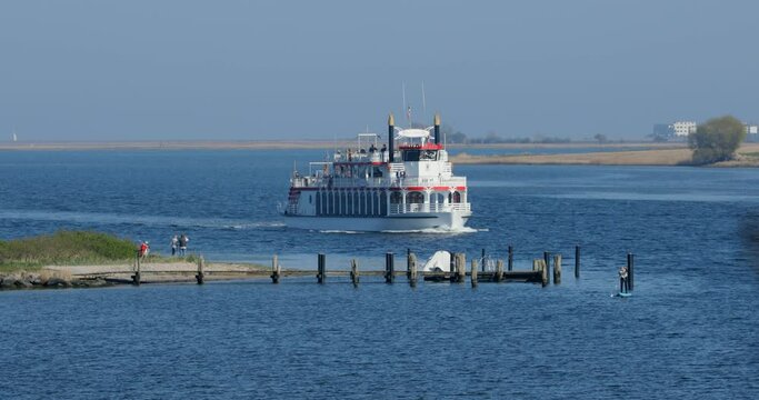 Paddle steamer Schlei Princess near Rabelsund, Rabel, Schlei, Schleswig-Holstein, Germany, Europe