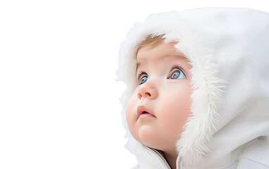 A Cute Baby Observing Their Surrounding Isolated on Transparent Background PNG.