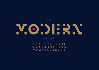 Vector of stylized modern font and alphabet