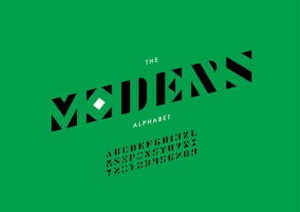 Vector of stylized modern font and alphabet