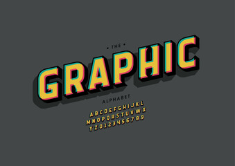 Vector of stylized modern font and alphabet