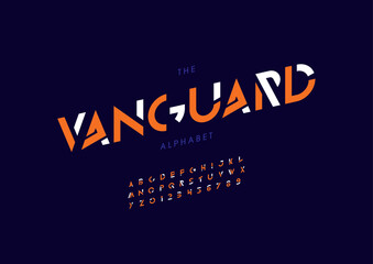 Vector of stylized modern font and alphabet