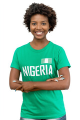 Beautiful football fan from Nigeria with green jersey