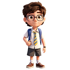 3d Cartoon Image of a Student With Backpack On White Background Ai Generated