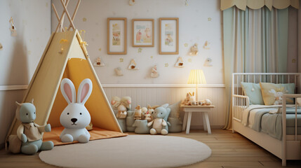 Rabbit kid bedroom. Baby room