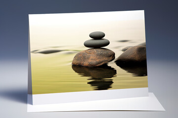 Zen or spa greeting or invitation card with captivating composition, tranquility and peaceful