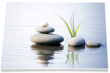 Zen or spa greeting or invitation card with captivating composition, tranquility and peaceful