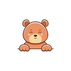 Obraz na płótnie Canvas Vector flat illustration of cute smiling brown bear in cartoon style