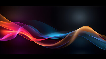 Colorful abstract wave painting on black background