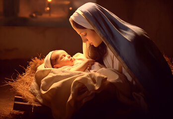 Mary and the baby Jesus, Son of God, Christmas story, Christmas night