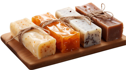 Artisanal Soap Bars Isolated on Transparent or White Background, PNG