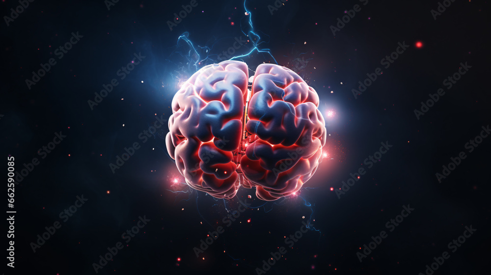 Canvas Prints the human brain: a source of energy flashes, exploring the concept of brain power