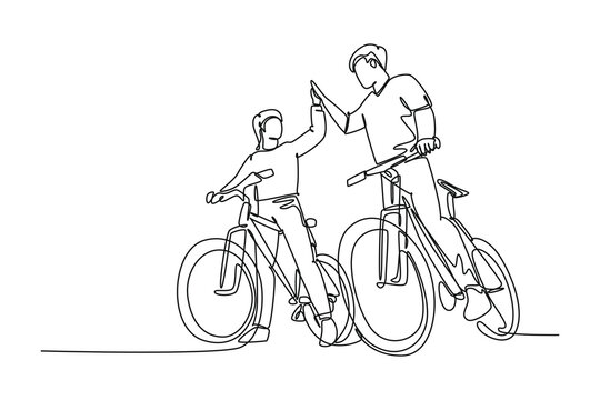 line art cyclists high five clip art preview