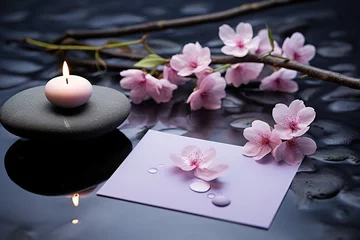 Foto op Plexiglas Wellness background, spa still life, meditation, feng shui, relaxation, zen concept © IonelV