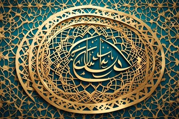 Background design for a greeting card for Eid Mubarak. Arabic Islamic background