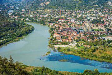 Stunning view of Mtskheta from the top of the Jvari Monastery