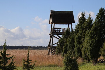Kaneris lake nature trail and observation tower in latvia