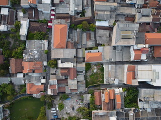 Drone footage of densely populated housing
