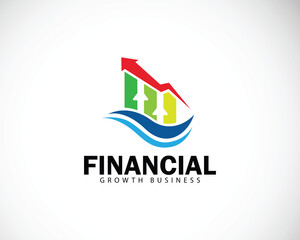 Financial logo creative growth diagram business invest design concept arrow up