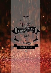 Composition of wishing you a merry christmas and a happy new year text over pattern and snow