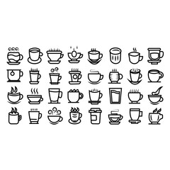 Coffee and Tea Line Icons.