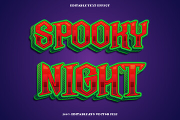 Spooky Night Editable Text Effect 3D Emboss Gradient Style
