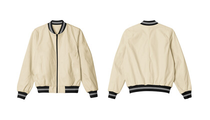 Natural Isolated Bomber Jacket Mockup Front and Back View
