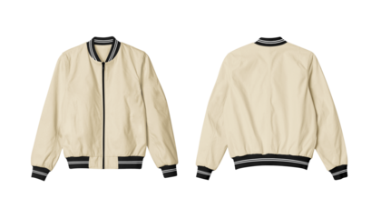 Natural Isolated Bomber Jacket Mockup Front and Back View