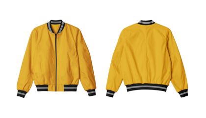 Orange Isolated Bomber Jacket Mockup Front and Back View
