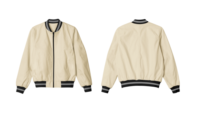 Natural Isolated Bomber Jacket Mockup Front and Back View