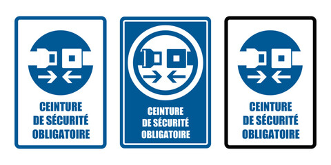 ceinture de sécurité obligatoire equipement sécurité travail EPI icones rond bleu