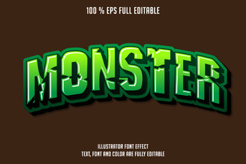 modern green monster editable font text effect, editable text graphic syle
