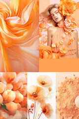 Fashion stylish colors moodboard. .Color of the season apricot crush