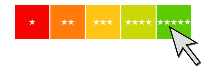 Farbige Skala zum Bewerten: Top Bewertung mit 5 Sternen