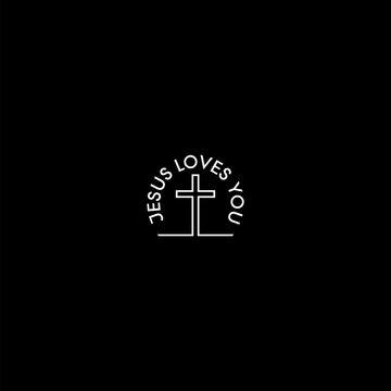  Jesus loves you icon isolated on dark background